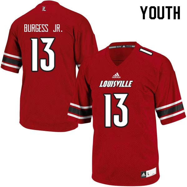 Youth Louisville Cardinals #13 James Burgess Jr. College Football Jerseys Sale-Red - Click Image to Close